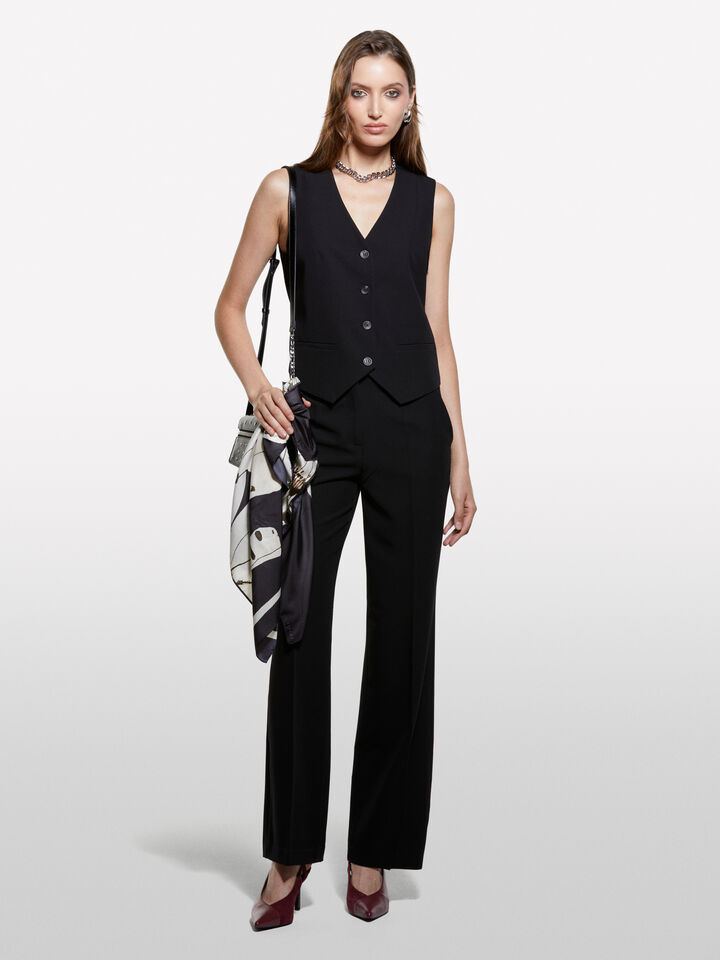 Black slim fit vest - women's vests and sleeveless jackets - Black | Sisley image number 1